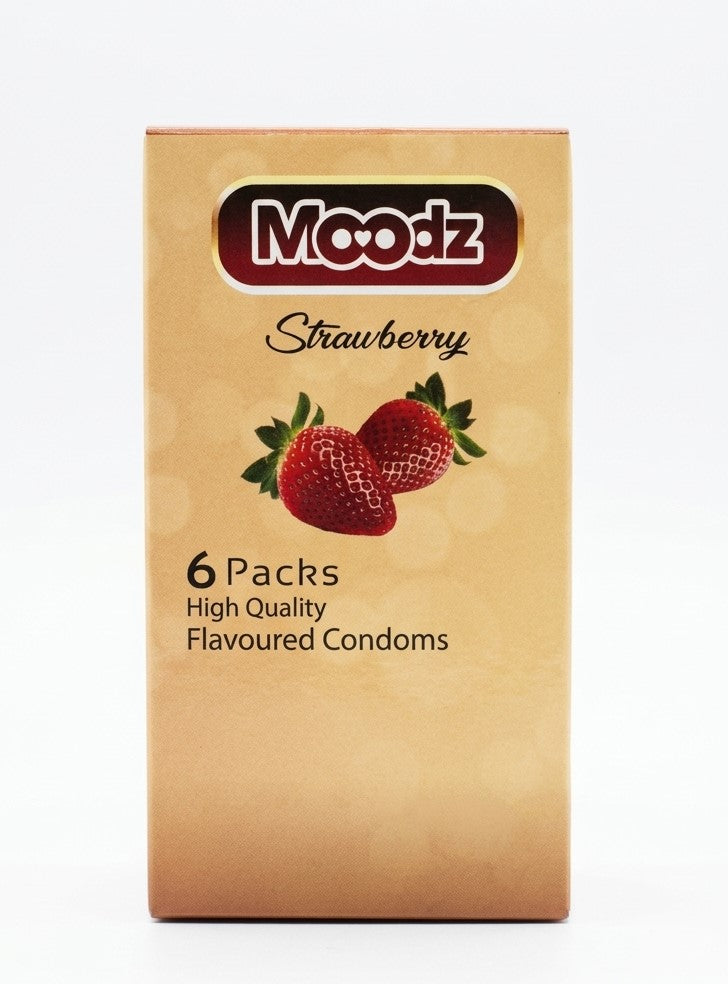 Moodz Chocolate & Strawberry Flavoured Condoms - 6 Pack